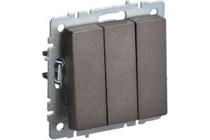 Выключатель 3-кл 10А С/У Бронза Brite