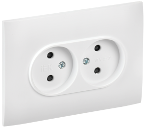 Розетка 2-м 10А С/У со шторками в сборе Арктический белый Skandy