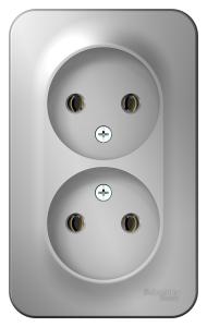 Розетка 2-м 16А О/У изолирующие пластины Алюминий Blanca