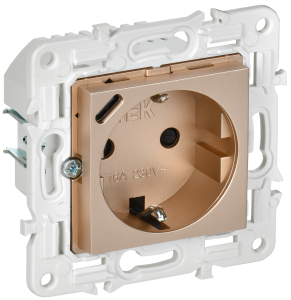 Розетка 1-м 16А С/У З/К со шторками+USB С 18Вт Песочный Skandy