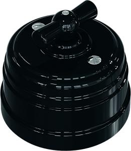 Выключатель пластиковый поворотный на четыре положения (2-х клавишный), цвет - черный, УСАДЬБА