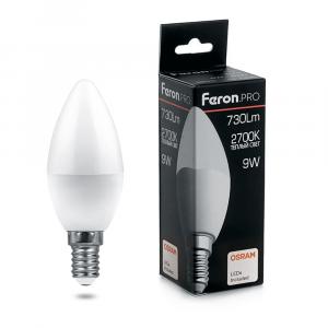 Лампа светодиодная 9W E14 2700K Свеча Feron.PRO LB-1309
