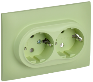 Розетка 2-м 16А С/У З/К в сборе Мятный Skandy