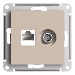 Розетка двойная ТV+RJ45,кат.5Е,C/У Песочный ATLASDESIGN