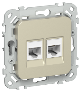 Розетка RJ45+RJ11 кат.6 UTP С/У Шампань FLITE