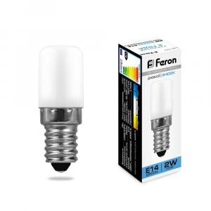 Лампа светодиодная Е14 T26 2W 6400K для холодильника матовая LB-10 Feron