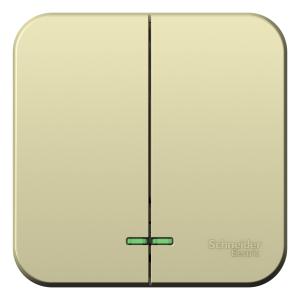 Выключатель 2-кл 10А О/У с индикатором изолирующая пластина Бежевый Blanca