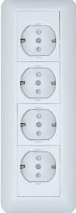 Розетка 4-м 16А О/У З/К со шторками изолир.пластина 22шт Белый Blanca