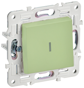 Переключатель 1-кл 10А C/У проходной с индикатором Мятный Skandy
