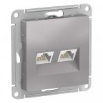 Розетка компьютерная 2* RJ45, кат.5E,С/У Алюминий ATLASDESIGN