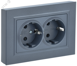 Розетка 2-м 16А С/У З/К в сборе Маренго Brite