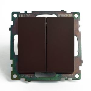Переключатель 2-кл 10А С/У Шоколад Катрин