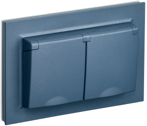 Розетка 2-м 16А С/У З/К cо шторками c крышкой IP44 в сборе Маренго Brite