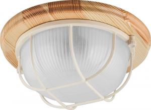 Светильник накладной круг  60W Е27 НБО 03-60-012 с решеткой дерево клен IP54 Feron