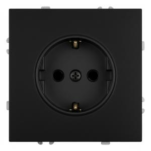 Розетка 1-м 16А С/У З/К со шторками Черный уголь Эмили