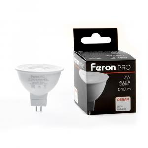 Лампа светодиодная 7W 230V G5.3 4000K 540Lm MR16 с линзой 38 градусов, LB-1607 Feron.PRO