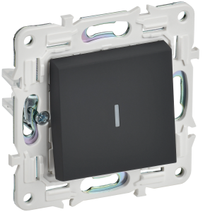 Переключатель 1-кл 10А C/У проходной с индикатором Графит Skandy