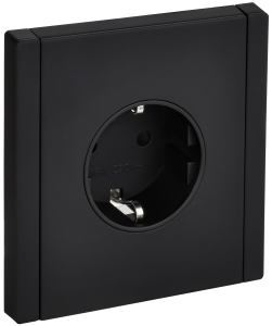 Розетка 1-м 16А С/У З/К со шторками винтовое крепление Металл Черный Forte&Piano