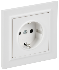 Розетка 1-м 16А С/У З/К со шторками в сборе Арктический Белый Brite