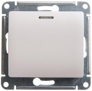 Переключатель 1-кл 10А С/У с индикатором Перламутр Glossa