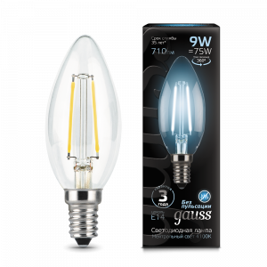 Лампа светодиодная Gauss Filament Candle E14 9W 4100К 1/10/50