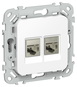 Розетка RJ45+RJ45 кат.6 STP С/У Белый FLITE
