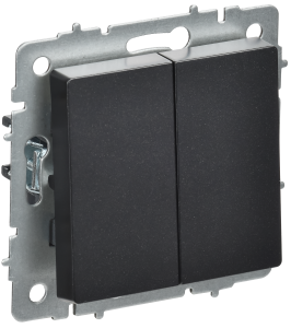 Переключатель 2-кл 10А перекрестный Черный Brite