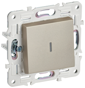 Переключатель 1-кл 10А C/У проходной с индикатором Шампань Skandy