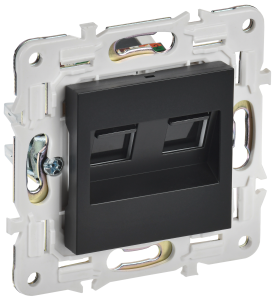 Розетка RJ45+RJ45 кат.6 С/У Черный Skandy