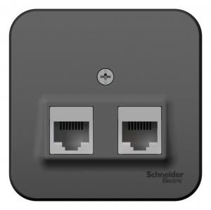 Розетка компьютерная 2* RJ45, кат.5E,О/У антрацит BLANCA