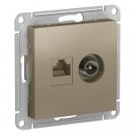 Розетка двойная TV+комп.RJ45,кат.5E,С/У Шампань ATLASDESIGN