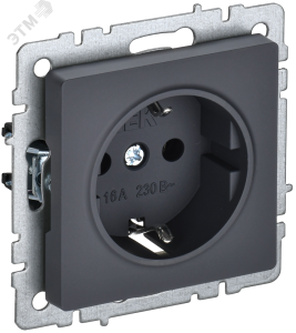 Розетка 1-м 16А С/У З/К Графит Brite