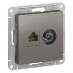 Розетка двойная TV+комп.RJ45,кат.5E,С/У Сталь ATLASDESIGN