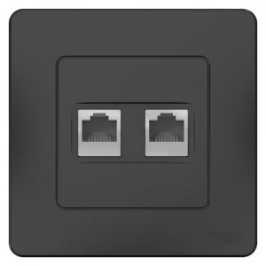 Розетка двойная  RJ11+RJ45, кат.5E,С/У антрацит BLANCA