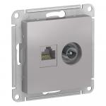 Розетка двойная TV+комп.RJ45,кат.5E,С/У Алюминий ATLASDESIGN