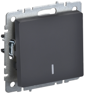 Переключатель 1-кл 10А С/У проходной с индикатором Графит Brite