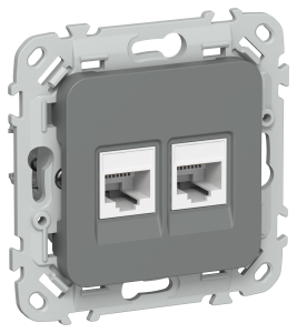 Розетка RJ45+RJ45 кат.6 UTP С/У Мокрый Асфальт FLITE