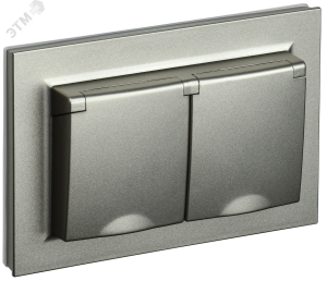 Розетка 2-м 16А С/У З/К c крышкой IP44 в сборе Шампань Brite