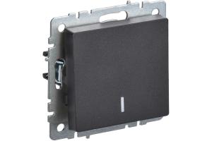 Выключатель 1-кл 10А С/У с индикатором Черный Brite