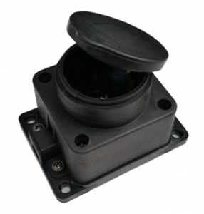 Розетка одинарная с заземлением каучук с заглушкой 16А IP44 черная 9321 IN HOME