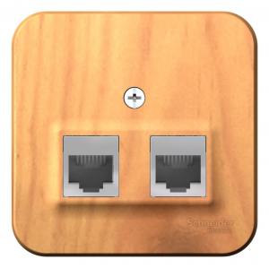 Розетка компьютерная 2* RJ45, кат.5E,О/У дерево ясень BLANCA