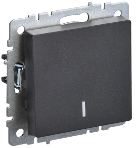 Переключатель 1-кл 10А С/У проходной с индикатором Черный Brite
