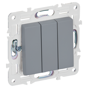 Выключатель 3-кл 10А С/У Серый Skandy