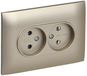 Розетка 2-м 10А С/У в сборе Шампань Skandy