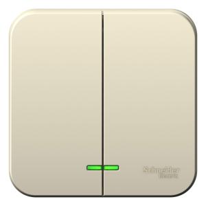 Выключатель 2-кл 10А О/У с индикатором изолирующая пластина Молочный Blanca