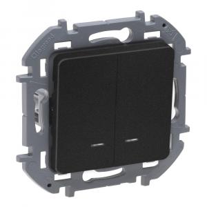 Выключатель двухклавишный с подсветкой/индикацией 10 AX - 250 В Антрацит Legrand INSPIRIA