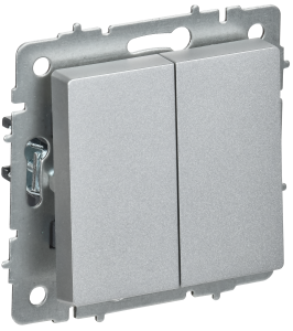 Переключатель 2-кл 10А перекрестный Алюминий Brite