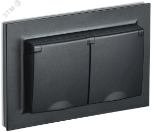 Розетка 2-м 16А С/У З/К со шторками в сборе Черный Brite