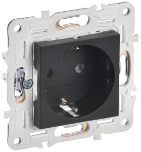 Розетка 1-м 16А С/У З/К Черный Skandy