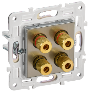 Розетка Аудио 4-м С/У Металл Никель Skandy